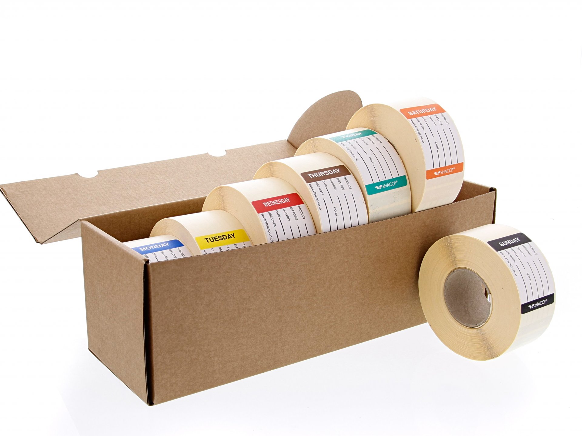 Set of 7 rolls  xHACCP labels - week days labels, easy removable